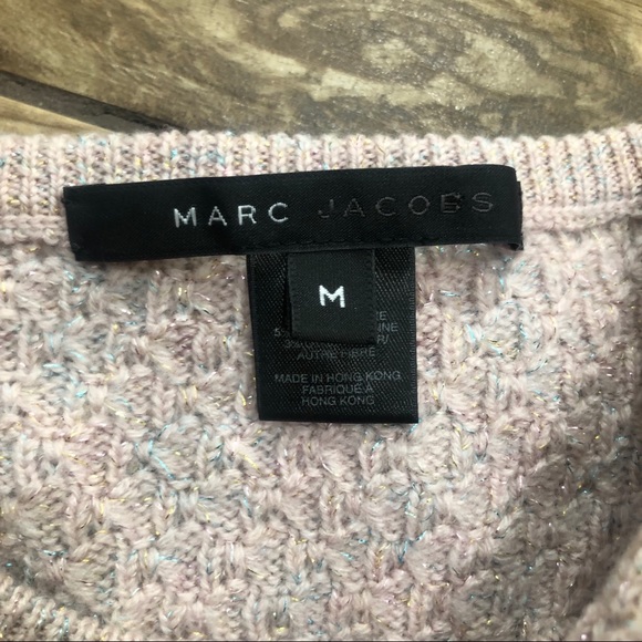 Marc Jacobs Pink Wool Cardigan Cropped Pearl Sz M - Picture 6 of 11